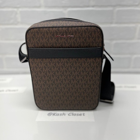 Michael Kors Crossbody Unisex Cooper Flight Bag Travel Bag Brown Black - Picture 1 of 10